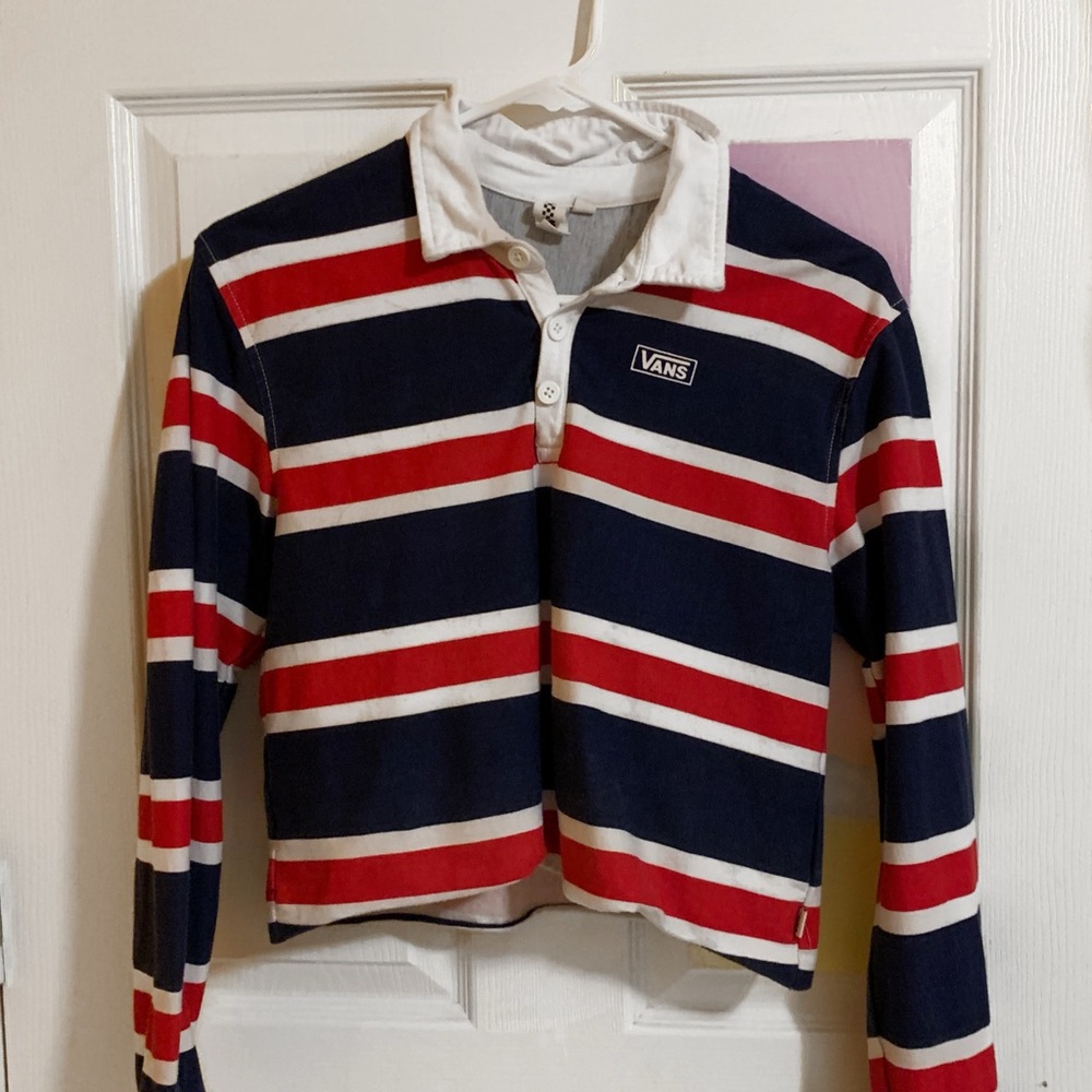 vans striped polo rugby collared shirt